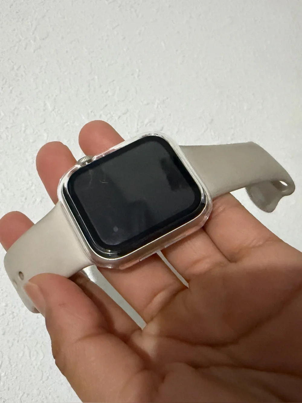 Apple Beige Silicone Smartwatch Band with Clear Protective Case
